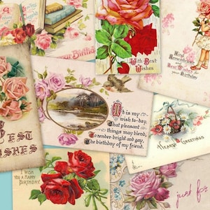 HEARTY GREETINGS Digital download, Cards, Paper, Junk Journal, Floral, Romance, Tags, Vintage, Iralamiashop, Flip Book, Tags, Cards