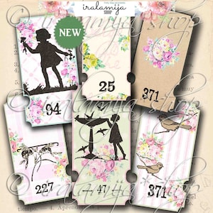 SWEET TICKETS druckbare digitale Bilder - druckbare Download-Datei Digital Collage Sheet Vintage Papier Scrapbook - druckbare Tickets - Tickets