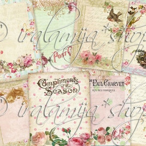 Etiquetas CHERISH JOURNALING, Junk Journal, Kit de papel digital, Etiquetas Junk, Ephemera de diário Etiquetas de colagem vintage, Cartões de diário, Floral, Etiquetas