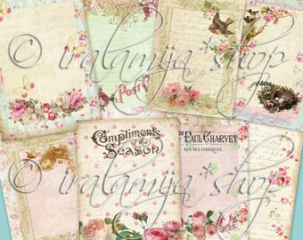 CHERISH JOURNALING Tags, Junk Journal, Digitales Papier Kit, Junk Journal Ephemera, Vintage Collage Etiketten, Journaling Karten, Floral, Tags
