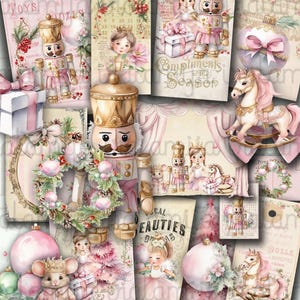NUTCRACKER Junk Journal, Planner, Digital download, Ballerina, Nutcracker, Paper, Christmas Cut Outs, Pink, Stickers, Iralamijashop, Tags