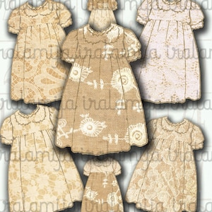 Vestido imprimible / VESTIDO DE ENCAJE / Imágenes digitales / Clip art de vestido de niña / Muñeca / Hoja de collage de vestidos / Vestido imprimible / Vestido imprimible / Encaje
