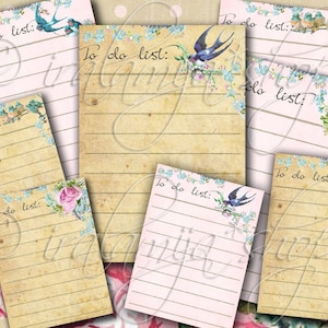 Cartões imprimíveis LISTA DE TAREFAS Colagem de imagens digitais - download para impressão Folha de scrapbook para impressão - Lista de tarefas - Cartões imprimíveis