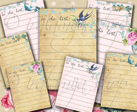 Printable Cards TO DO LIST Collage Digital Images -printable download Scrapbook Printable Sheet -To Do List -Printable Cards