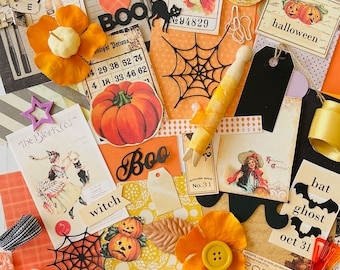 Scrapbook Kit / Halloween Embellishment Kit - Scrapbook Embellishment Kit - Embellishment Kit / Junk Journal Kit / Card Kit / Halloween Kit