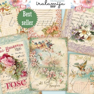 Afdrukbare LENTE-collage / Afdrukbare digitale afbeeldingen / Afdrukbare download / Afdrukbare lentekaarten / Voorjaarsafbeeldingen / Spring Junk Journal