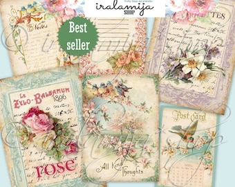 Printable SPRING TIME Collage / Printable Digital Images / Printable download / Spring Printable Cards / Spring Images / Spring Junk Journal