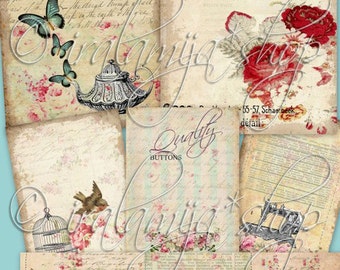 TAGS and SCRAPS collage Digital Images  -printable download file-