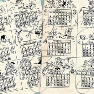 VINTAGE CALENDaR Collage Digital Images -printable download file-