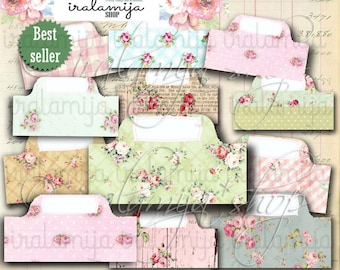 SHABBY TABS,  Planner, Printable, Digital download, Floral, Shabby, Ephemera, BuJo, Flip Book, File Folder,  Vintage, Roses, Iralamijashop