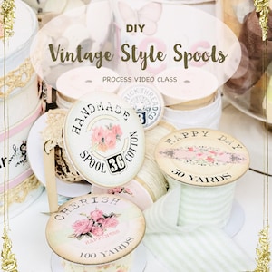 Zelfstudie vintage spoelen - zelfstudie papierspoelen - video-tutorial - klasse - zelfstudie papierkunst - zelfstudie papierspoel shabby-stijl, doe-het-zelf spoelen