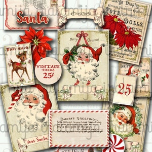 Digitale download kerstavond /CHRISTMAS digitale downloads /Afdrukbare tickets / Digitale download / Junk Journal, vintage kerstkaarten