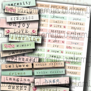 SHABBY SENTIMENTS No.2 Collage Digital Images -printable download - Digital Collage Sheet Scrapbook / Printable Words / Words / Junk Journal