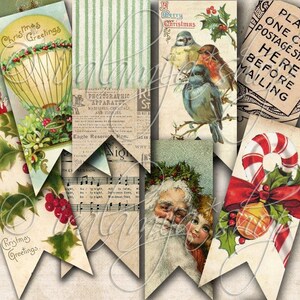 KERSTBANNERstroken, rommeljournaal, boeken, planner, BuJo, flipboek, vintage, afdrukbaar, Iralamijashop, digitale download, kortstondige, tags