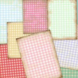 MINI GINGHAM BACKGROUNDS, Junk Journal,  Planner, BuJo, Collage, Digital Images, printable, Vintage Paper, Scrapbook, Iralamijashop, Tags