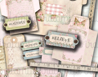 SHABBY COTTAGE Digital Images- printable backgrounds-printable download file- digital scrapbook paper- printable paper / Junk Journal Paper