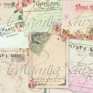 Images numériques de collage de cartes postales de coeur - fichier imprimable de téléchargement-