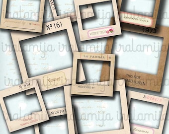 VINTAGE PHOTO SLIDERS / Printable Photo Frames / Digital Images / Photo Frames / printable download / Scrapbook / Frames / Journal / Planner