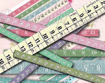 TAPE MEASURE No. 2 Collage Digital Images -printable download file Scrapbook Printable Sheet