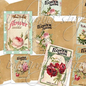 SAMENPAKETE Collage Digitalbilder - druckbare Download-Datei / Blumen / druckbare Blumensamen / druckbare Samenpakete