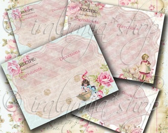 RECIPE CARDS Collage Digital Images -printable download file-