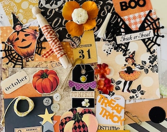 Scrapbook Kit / Halloween Embellishment Kit - Scrapbook Embellishment Kit - Embellishment Kit / Junk Journal Kit / Card Kit / Halloween Kit