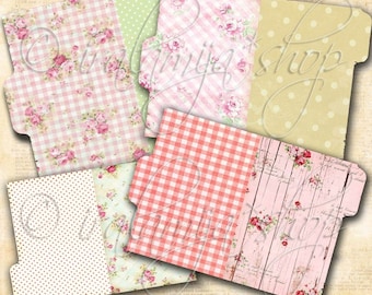 SHABBY MINI FOLDERS Printable Collage Digital Images -printable download file - Printable Sheet - printable file folder- file folder