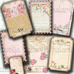 FANCY TIcKETS Collage Digital Images -printable download file Digital Collage Sheet Vintage Paper Scrapbook