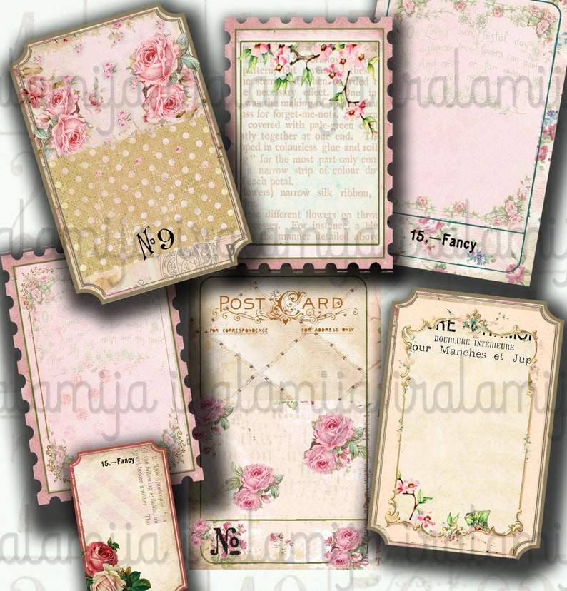 FANCY TIcKETS Collage Digital Images printable download file Digital Collage Sheet Vintage Paper Scrapbook image 1