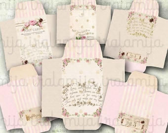 Printable ENVELOPES / FRENCH GARDEN Envelopes / Envelopes Digital Images / Envelope printable download / Small Envelopes / Junk Journal