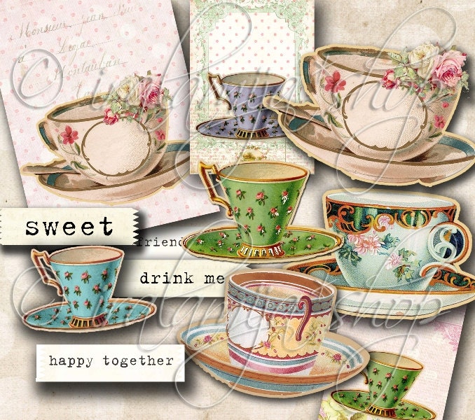 Printable Tea Cup Images / TEA CUPS Digital Images / Printable - Etsy