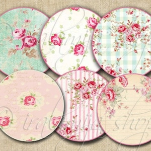 SHABBY CIRCLES  Collage Digital Images -printable download file Digital Collage Sheet Vintage Paper Scrapbook