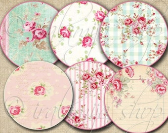 SHABBY CIRCLES  Collage Digital Images -printable download file Digital Collage Sheet Vintage Paper Scrapbook