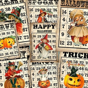 Utskrivbara Halloween-bingokort / Kollage av hemsökta bingokort / Halloween-bingobilder / Utskrivbara Halloween-bingokort / Halloween / Kort bild 2