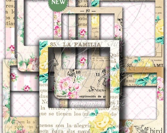 Printable Photo Frames / Flourish PHOTO FRAMES / Digital Images /printable Photo Frames /  Vintage Style Paper / Scrapbook / Frames / Photo