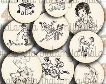 VINTAGE CIRCLES No 2 / Printable CIRCLES / Collage Digital Images -printable download file /  Collage Sheets for pendants / bottle caps