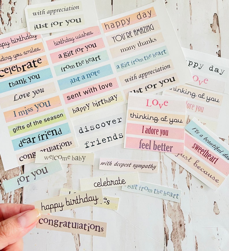 Printable Sentiments, Digital download Junk Journal Kit, Messages, Greetings, Sayings, Words, Iralamijashop, Paper, Vintage, Tags, Cards image 3