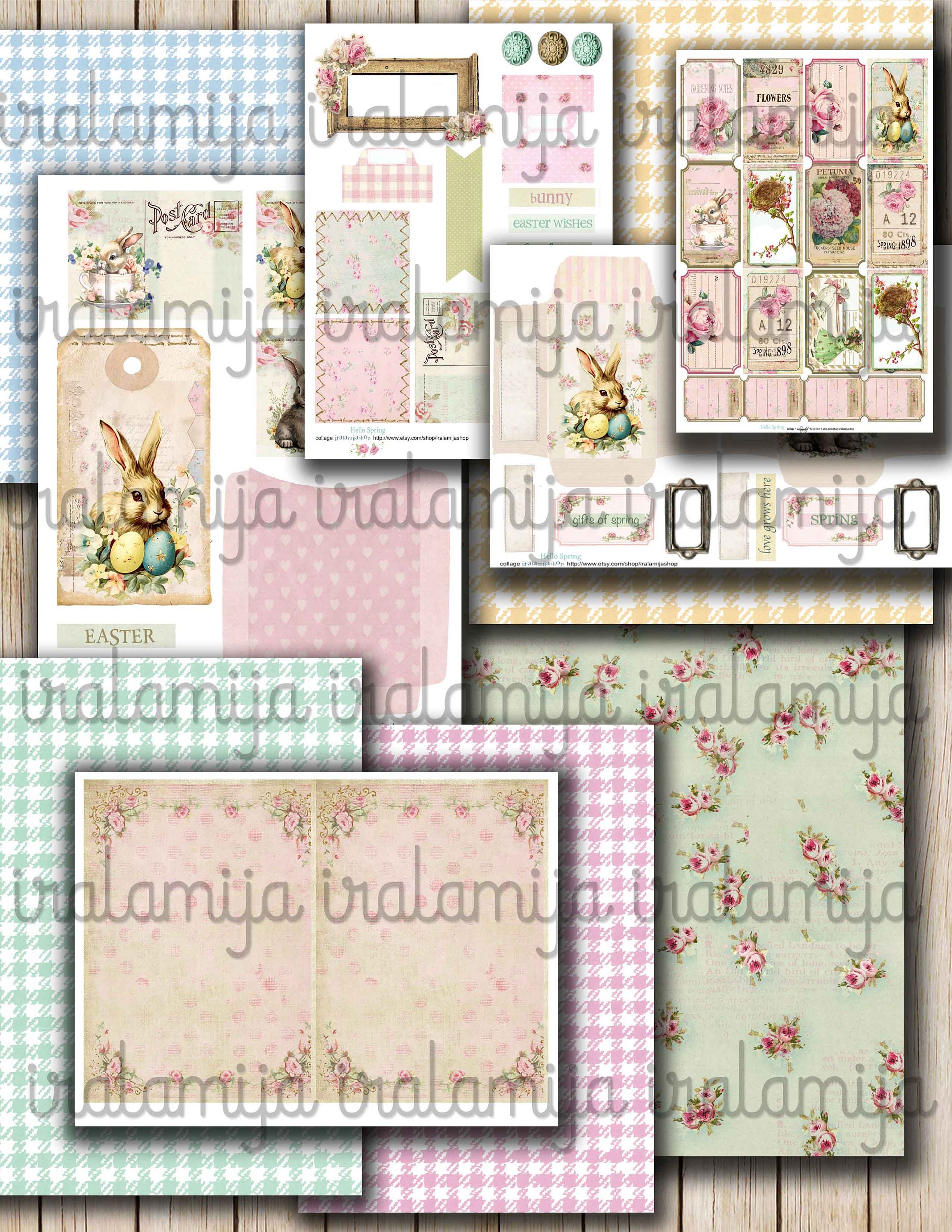 HELLO SPRING Junk Journal, Digital Papers, Journal Pages, Easter ...