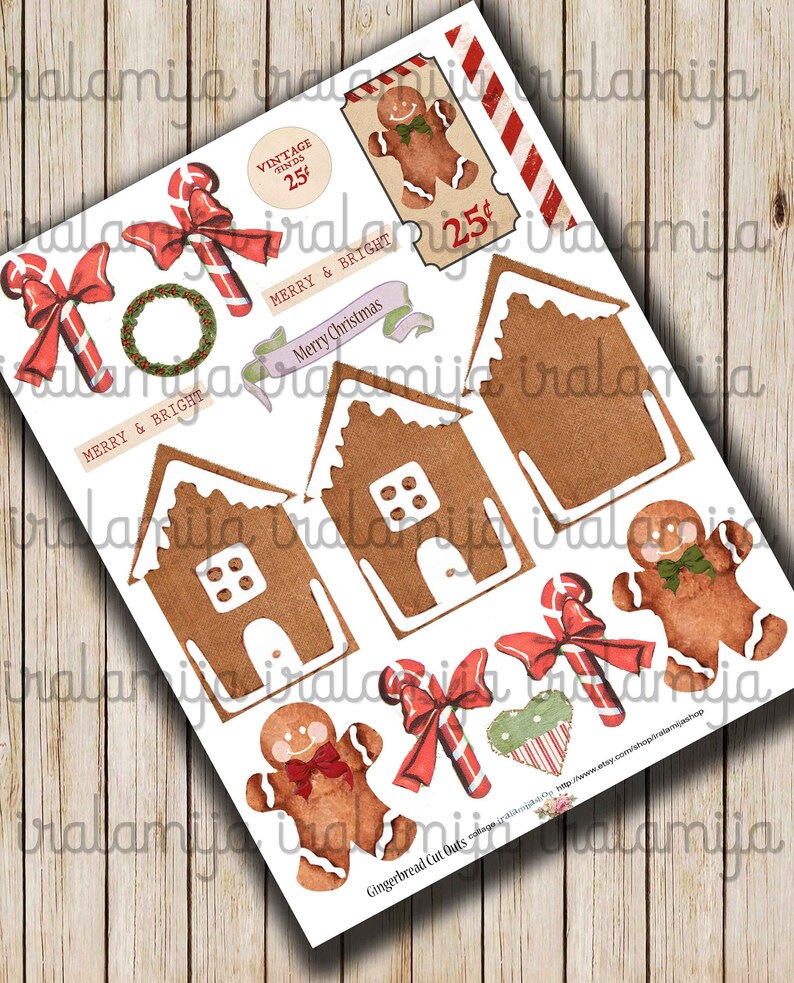 GINGERBREAD Cut Outs Printable Images /printable Download / - Etsy