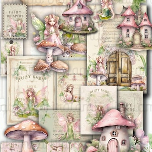 MAGICAL FAIRY, junkjournaal, kieskeurig knippen, kortstondige, afdrukbare, bloemen, fantasie, digitale download, roze, tags, Iralamijashop, papieren, kaartenset