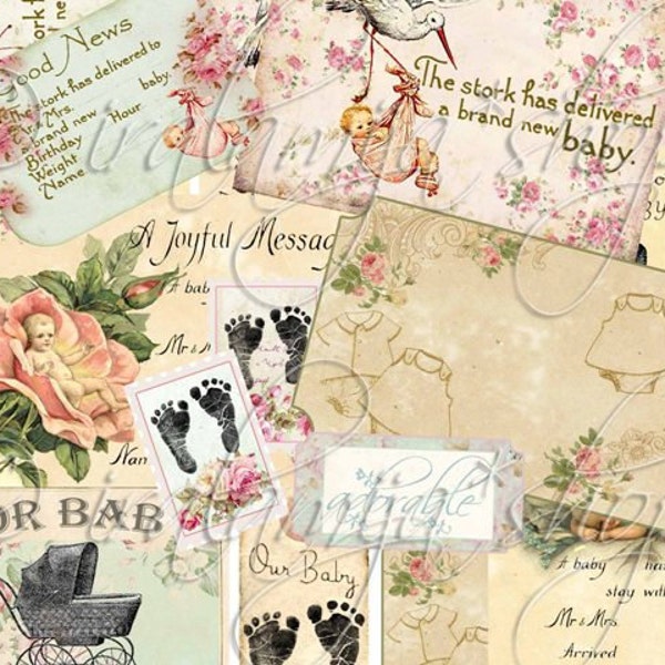 DARLING BABY collage Digital Images -printable download file-