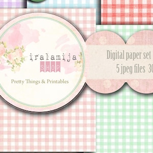 Digital paper GINGHAM 8.5&quot; x 11&quot; backgrounds Collage Digital Images -printable download file-Gingham Paper -Digital Gingham Paper - Papers