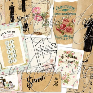 Printable SEWING Images / Printable Sewing Collage / Digital Images / Sewing / Sew Images / Junk Journal /Scrapbooking /  Scrapbook / Sewing