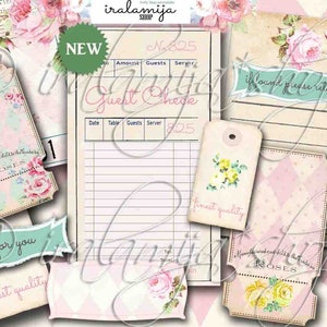 EPHEMERA zum Ausdrucken - Vintage Style Ephemera / Etiketten /Vintage Tickets/ Scrapbook/Eintrittskarten / Shabby Eintrittskarte / Gästescheck