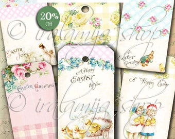 Printable EASTER TAGS / Antique Easter Tags / printable download Tags / Easter / Tags / Scrapbook / Easter Printable / Gift Tags / Easter