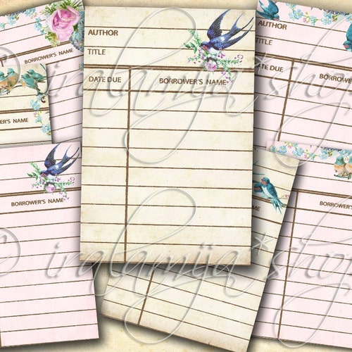 Printable Vintage Library Catalog Cards Digital Collage Sheet - Etsy