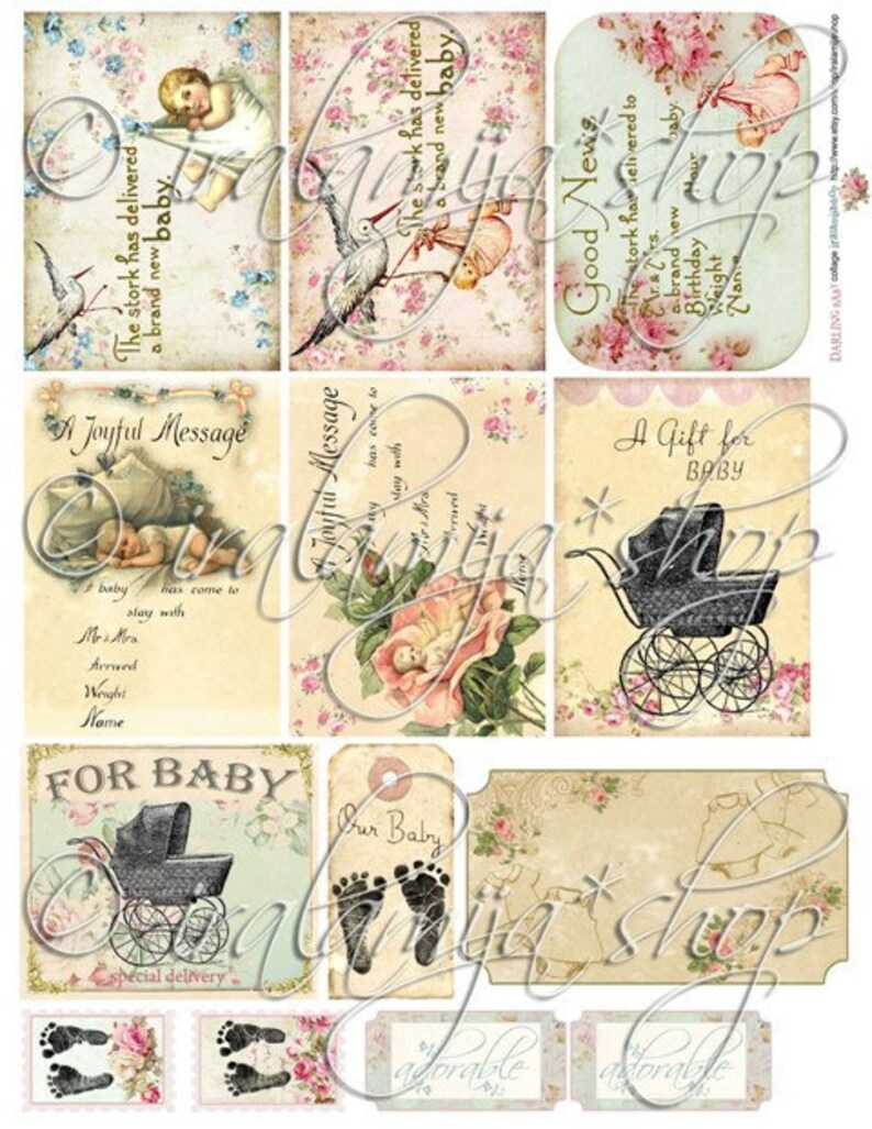 DARLING BABY collage Digital Images printable download file image 2