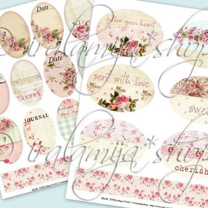 OVAL TAGS Collage Digitalbilder - printable Download Datei -