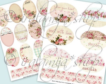 OVAL TAGS Collage Digital Images -printable download  file-