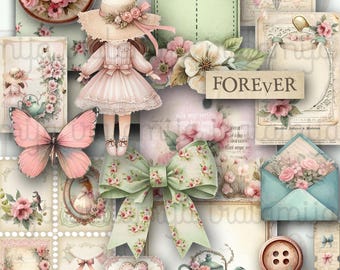 VINTAGE CHARM Junk Journal Ephemera Kit Digital Download Cut Outs ...